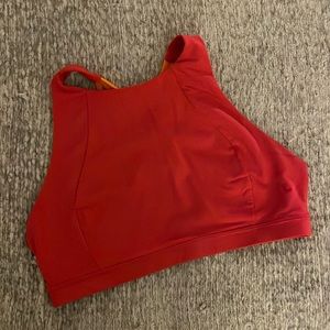 Pink and orange Lululemon high neck sports bra